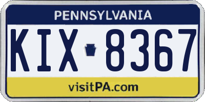 PA license plate KIX8367