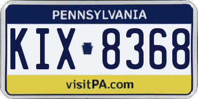 PA license plate KIX8368