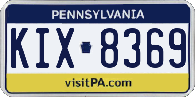 PA license plate KIX8369