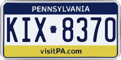 PA license plate KIX8370