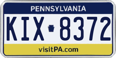 PA license plate KIX8372