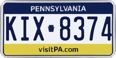 PA license plate KIX8374