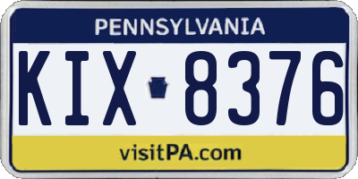 PA license plate KIX8376