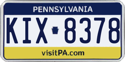 PA license plate KIX8378