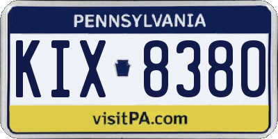 PA license plate KIX8380