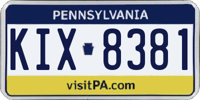 PA license plate KIX8381