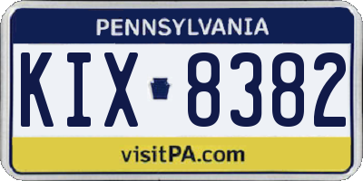 PA license plate KIX8382