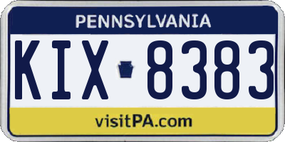 PA license plate KIX8383
