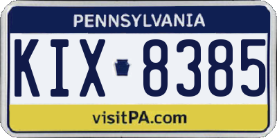 PA license plate KIX8385