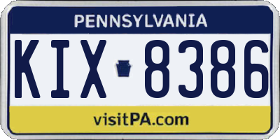 PA license plate KIX8386