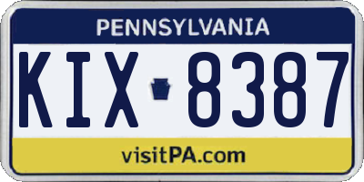 PA license plate KIX8387