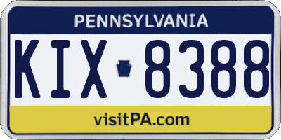PA license plate KIX8388