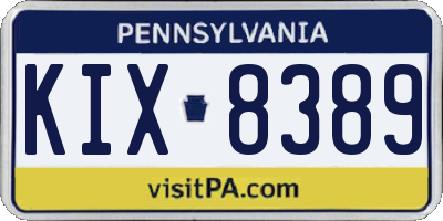 PA license plate KIX8389