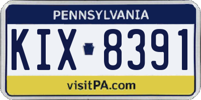 PA license plate KIX8391