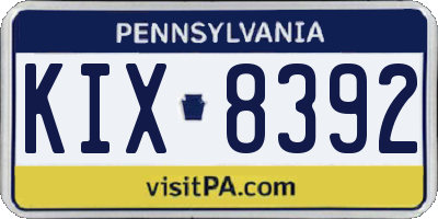 PA license plate KIX8392