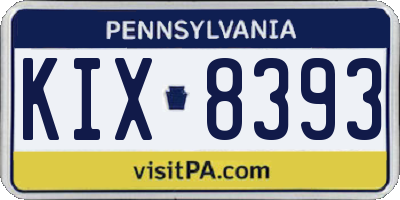 PA license plate KIX8393