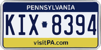 PA license plate KIX8394