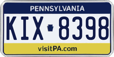 PA license plate KIX8398