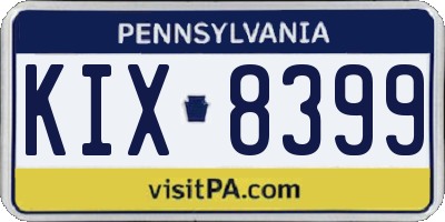 PA license plate KIX8399