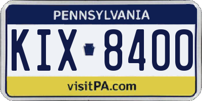 PA license plate KIX8400