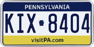 PA license plate KIX8404