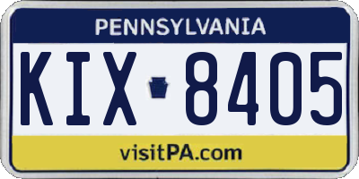 PA license plate KIX8405