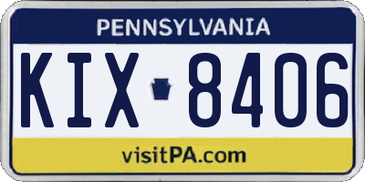 PA license plate KIX8406