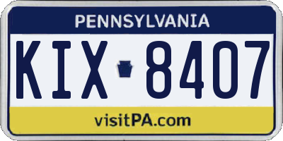 PA license plate KIX8407