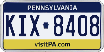 PA license plate KIX8408