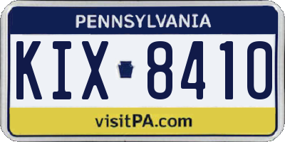 PA license plate KIX8410
