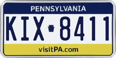 PA license plate KIX8411