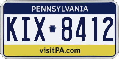 PA license plate KIX8412