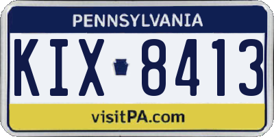PA license plate KIX8413