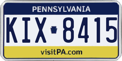 PA license plate KIX8415