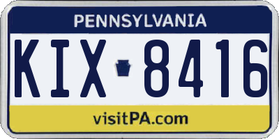 PA license plate KIX8416