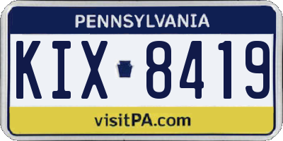 PA license plate KIX8419
