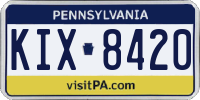 PA license plate KIX8420