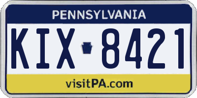 PA license plate KIX8421