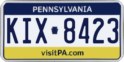 PA license plate KIX8423