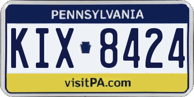 PA license plate KIX8424