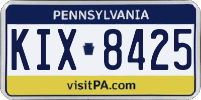 PA license plate KIX8425
