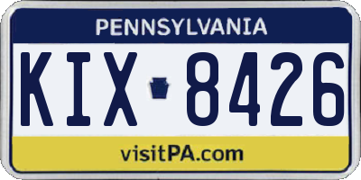 PA license plate KIX8426