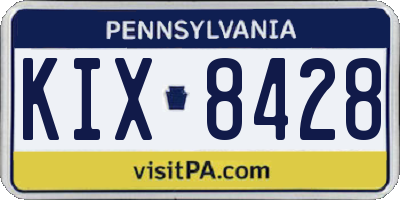 PA license plate KIX8428