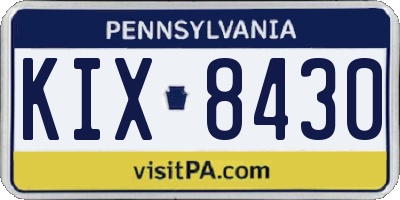 PA license plate KIX8430