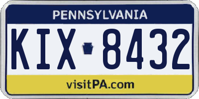 PA license plate KIX8432