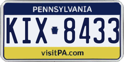 PA license plate KIX8433