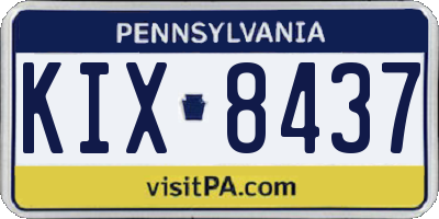 PA license plate KIX8437