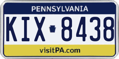 PA license plate KIX8438