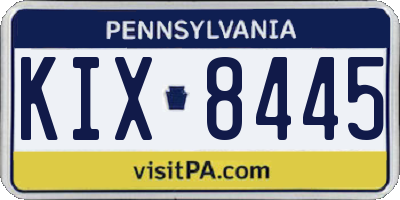 PA license plate KIX8445