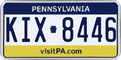 PA license plate KIX8446